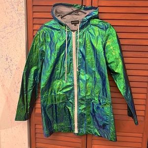 Iridescent Pretty Little Thing Metallic Hooded Jacket Coat